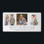 Grey BEST MOM EVER collage 3 Photo BLUE Hearts Desk Mat<br><div class="desc">Surprise your mum with this meaningful desk mat!! Designed to bring a touch of personal warmth and cherished memories to your workspace this desk mat showcases three square photos with the quote "BEST MOM HEARTS" elegantly displayed in a classic serif font in grey. Complete this beautiful desk mat is a...</div>
