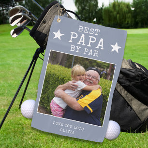 Grey Best Papa by Par Photo Personalised Grandpa Golf Towel