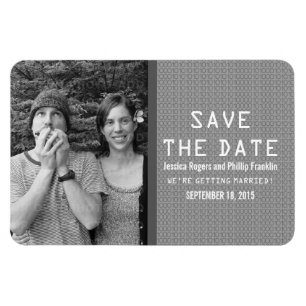 Grey Binary Code Photo Save the Date Magnet