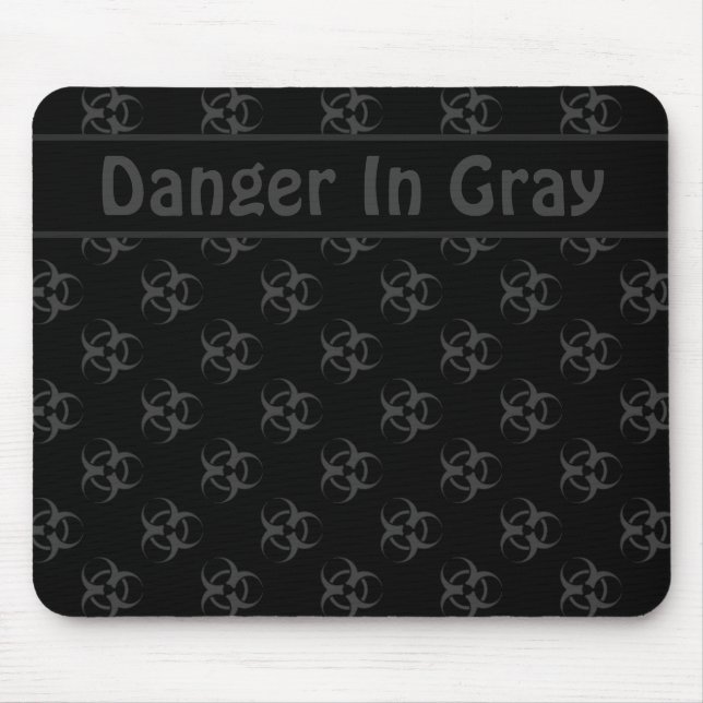 Grey Biohazard Mousepad w/ Custom Text (Front)