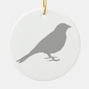 Grey Bird - Circle Ornament Ceramic Tree Decoration