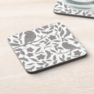 Grey Birds and Leaves  Coaster