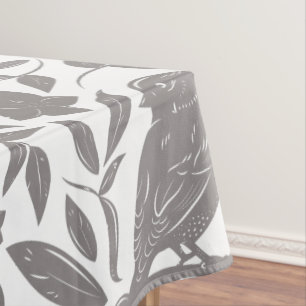 Grey Birds and Leaves  Tablecloth
