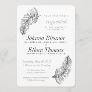Grey Birds of a Feather Wedding Invitations