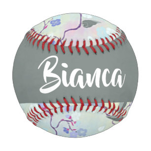 Grey birds with flowers baseball