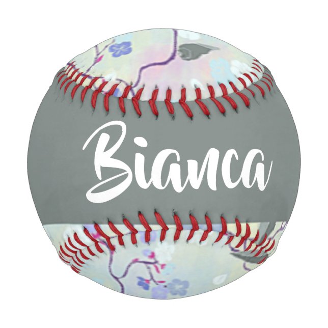 Grey birds with flowers baseball (Front)