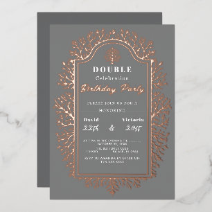 Grey Birth.. Double Celebration Foil Holiday Card