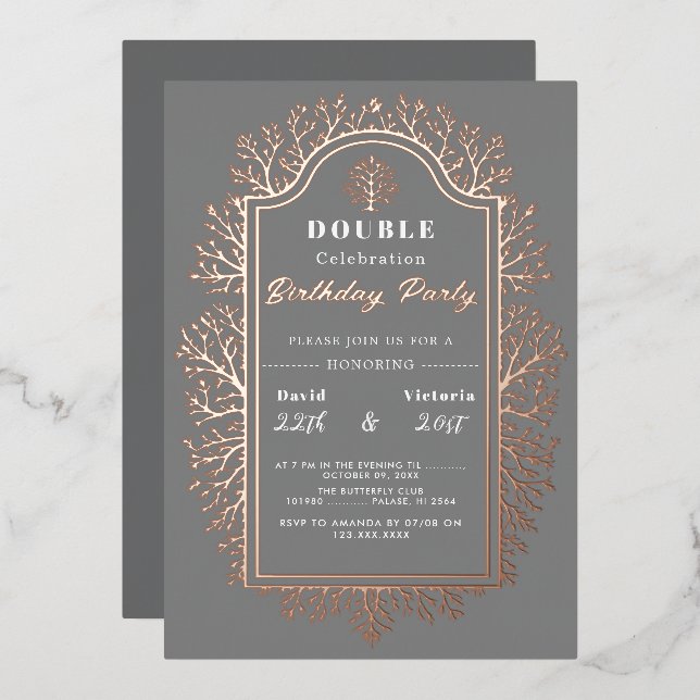 Grey Birth.. Double Celebration Foil Holiday Card (Front/Back)