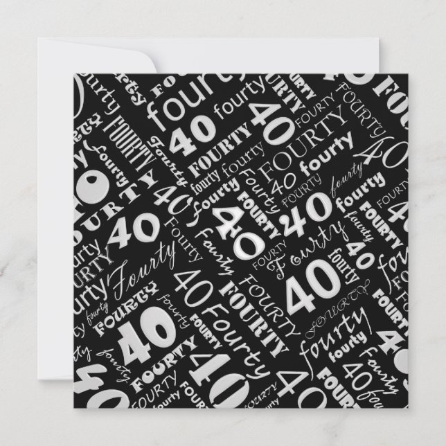 Grey & Black 40th Birthday Party Invitation (Front)