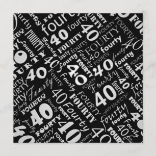 Grey & Black 40th Birthday Party Invitation