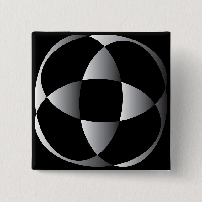 grey black abstract flower shape 15 cm square badge (Front)