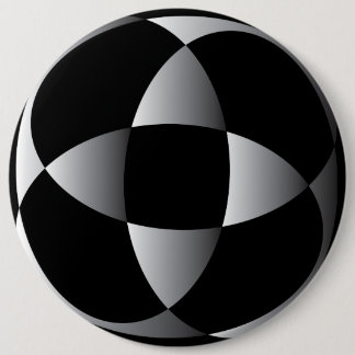 grey black abstract flower shape 6 cm round badge