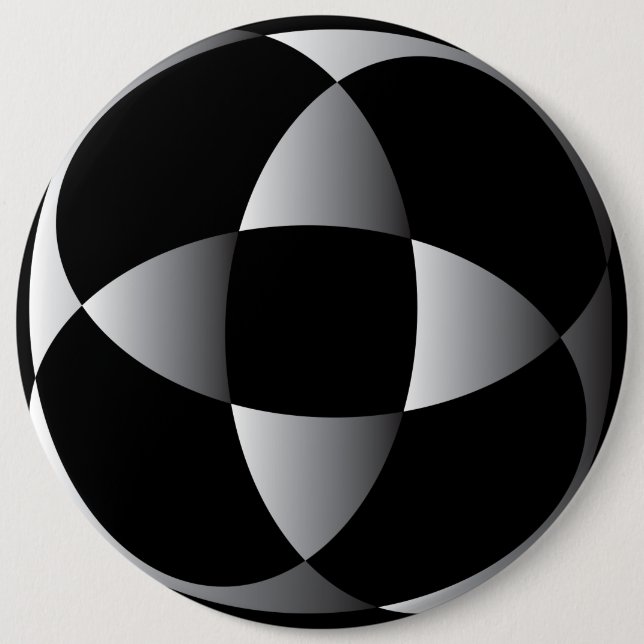grey black abstract flower shape 6 cm round badge (Front)