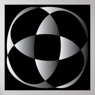 grey black abstract flower shape poster