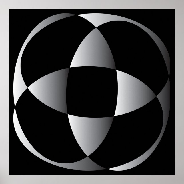 grey black abstract flower shape poster (Front)