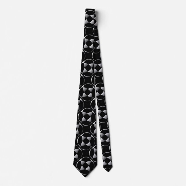 grey black abstract flower shape tie (Front)