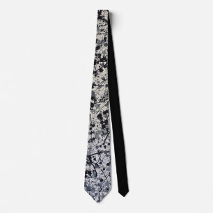 Grey / Black Abstract Splatter Paint Tie