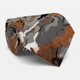 Grey, Black and  Caramel Abstract Tie