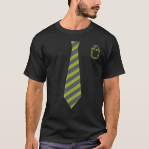 Grey Black and Green Tuxedo Bow Tie Funny Costume T-Shirt