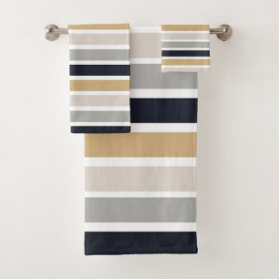 Grey, Black and Tan  Bath Towel Set