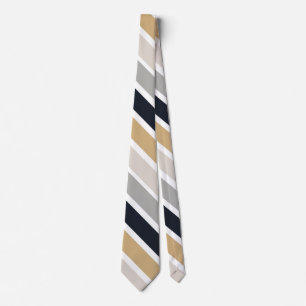 Grey, Black and Tan Stripes Neck Tie