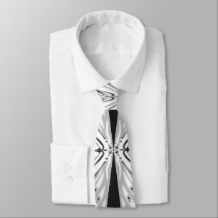 Grey Black And White Butterfly Winged Abstract Tie