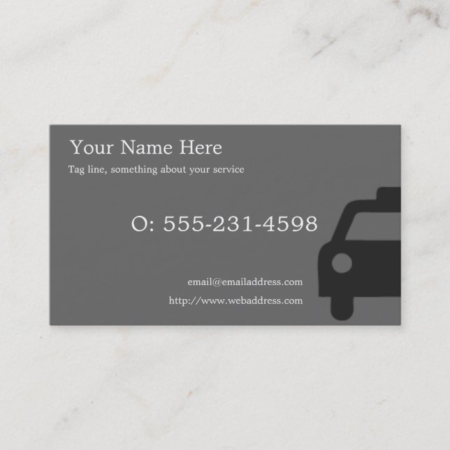 Grey, black, and white cab driver card (Front)