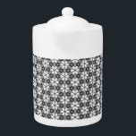 Grey, Black and White Floral<br><div class="desc">Cute Black,  Grey and White Floral Pattern teapot</div>