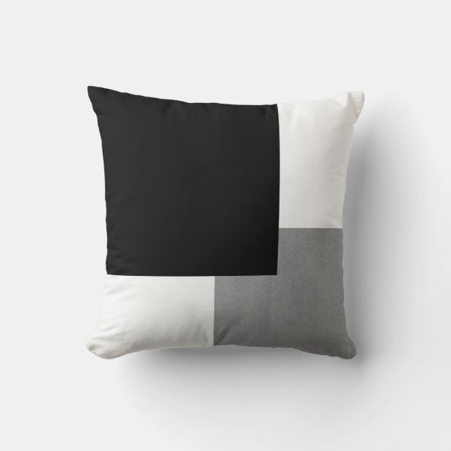 Grey Black and White Geometric Cushion (Front)