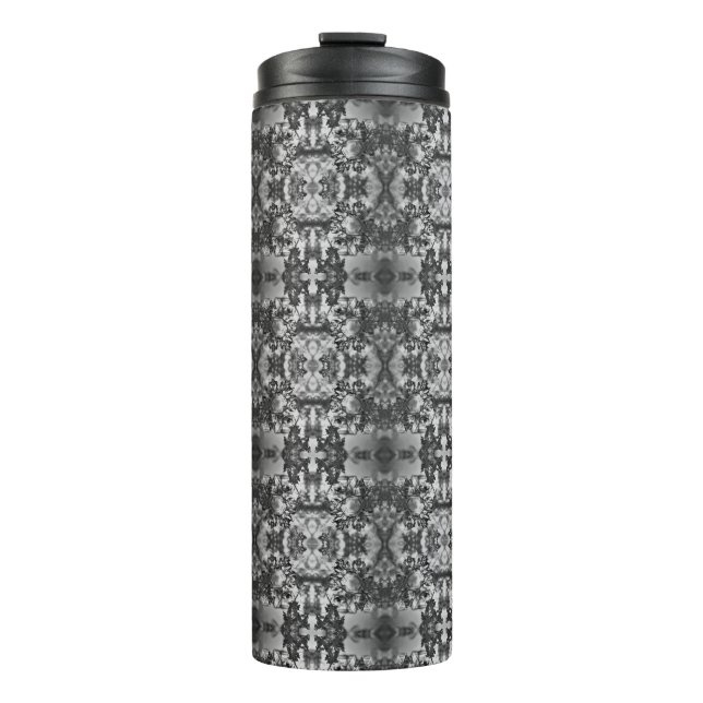 Grey, black and white kaleidoscope thermal tumbler (Front)