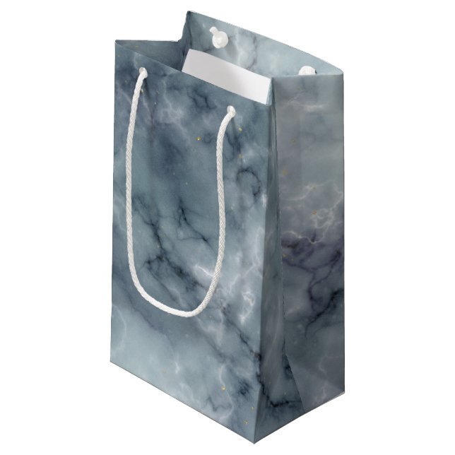 Grey Black and White Marble Pattern Small Gift Bag (Front Angled)