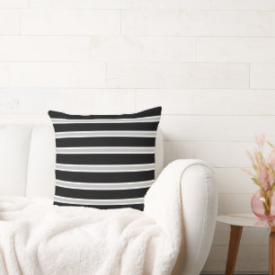 Grey, Black and White Modern Throw Pillow