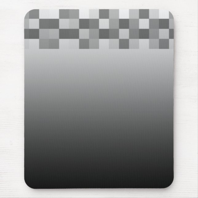 Grey, Black and White Squares Pattern. Mouse Mat (Front)