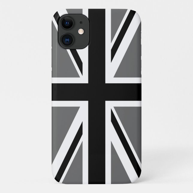 Grey Black and White Union Jack Case-Mate iPhone Case (Back)