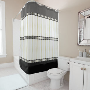 Grey Black And White With Pattern Detailing Shower Curtain