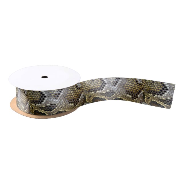 grey black beige animal pattern snake print satin ribbon (Spool)