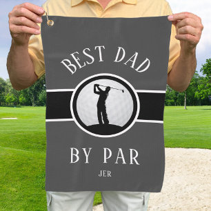 Grey Black Best Dad By Par Personalised Golf Towel