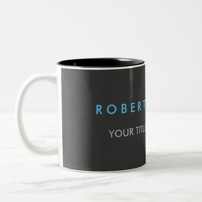 Grey Black Blue Trendy Two-Tone Coffee Mug (Left)