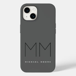 Grey Black Bold Monogram Modern Your Name Initials Case-Mate iPhone 14 Case