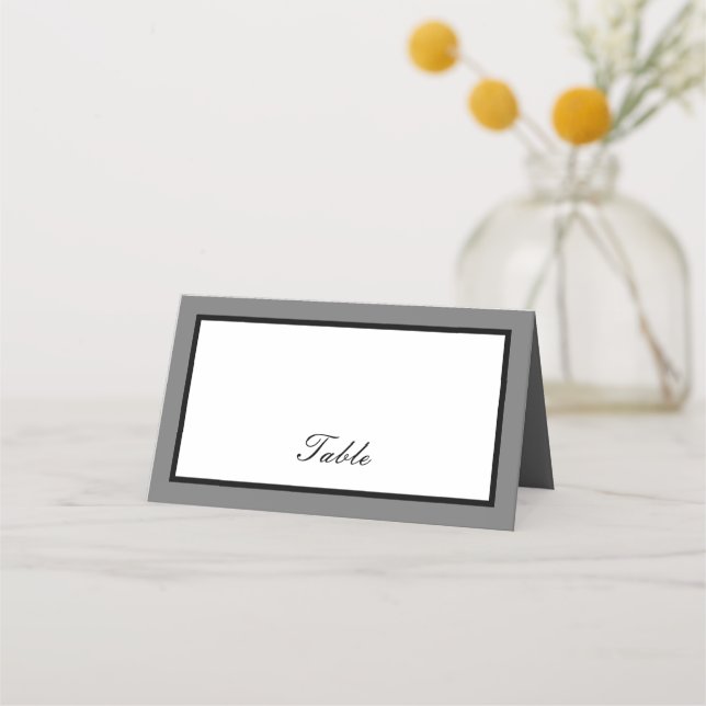 Grey Black Border Classic Place Card (Front)