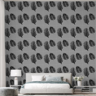Grey Black Botanical Floral Watercolor Pattern Wallpaper