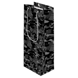 Grey Black Camo Wine Gift Bag
