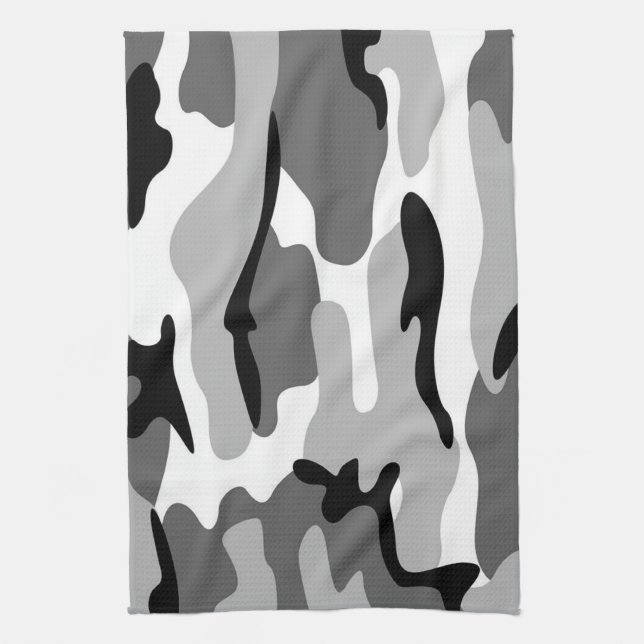 Grey & Black Camouflage Kitchen Towel (Vertical)