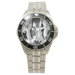 Grey & Black Camouflage Watch