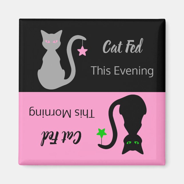 Grey/Black Cat Fed Reminder Magnet (Front)