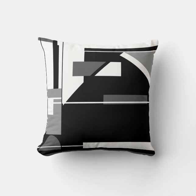Grey Black Charcoal White Nautical Look Abstract Cushion (Front)