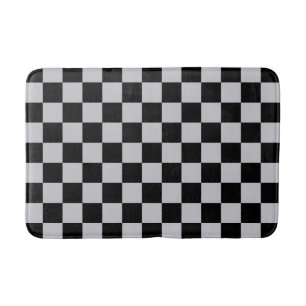 Grey Black Check Pattern Design Bath Mat