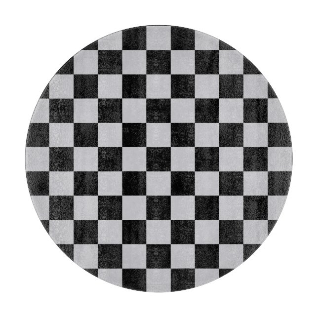 Grey Black Check Pattern Design Cutting Board (Front)