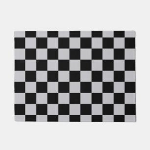 Grey Black Check Pattern Design Doormat