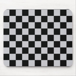 Grey Black Check Pattern Design Mouse Mat